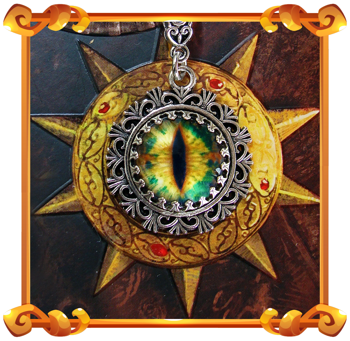 Collier Oeil de Dragon jaune et vert